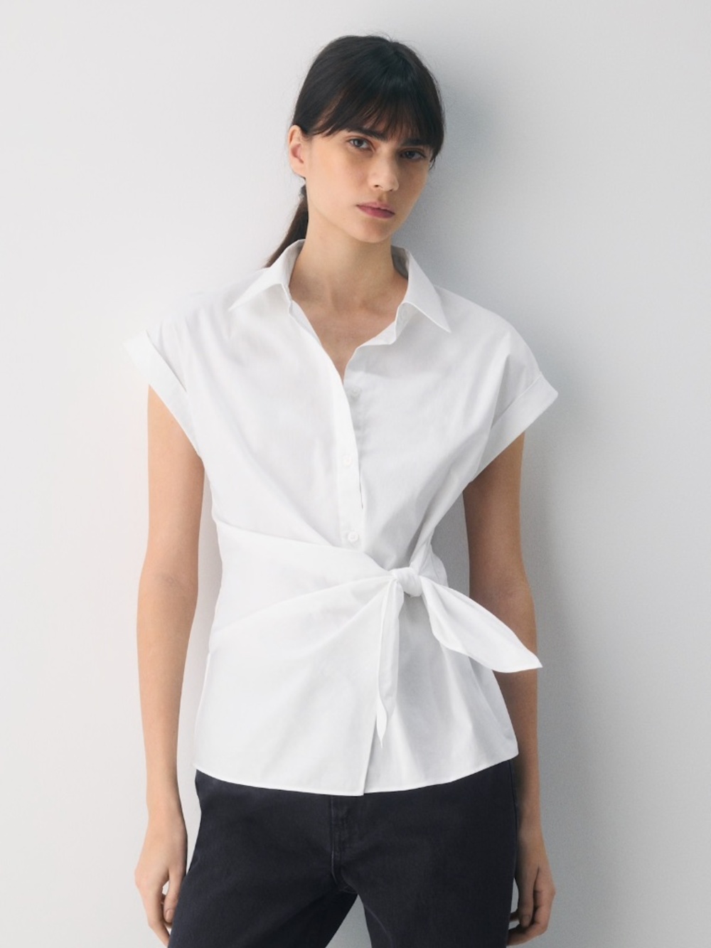 NWT ARITZIA BABATON BLUEPRINT POPLIN SHIRT S WHITE